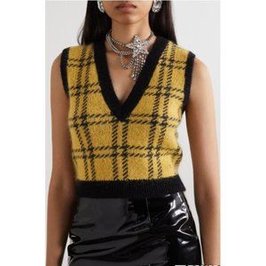 ALESSANDRA RICH Metallic Checked Knitted Vest